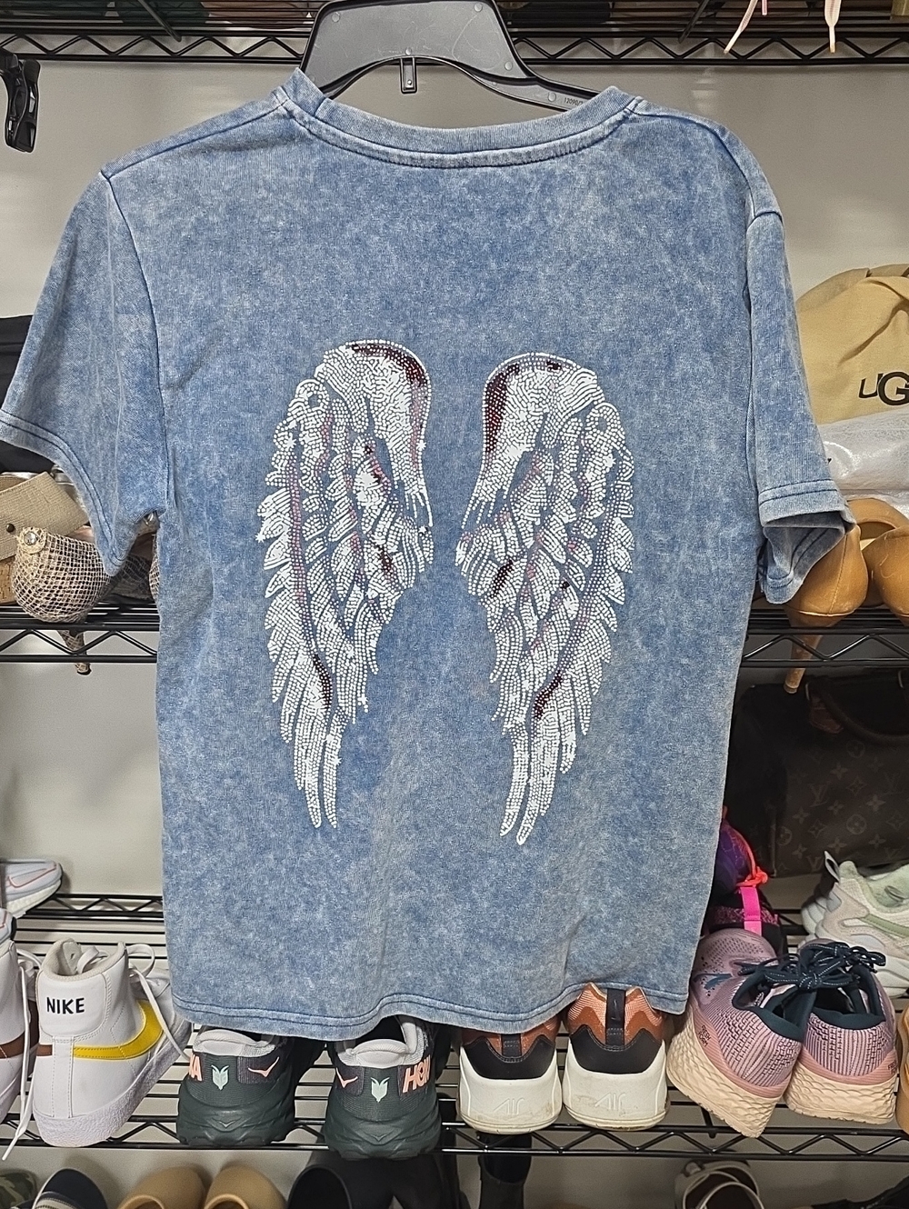 Women's Mineral-Wash Blue Crewneck T-Shirt - Picture 2 of 2
